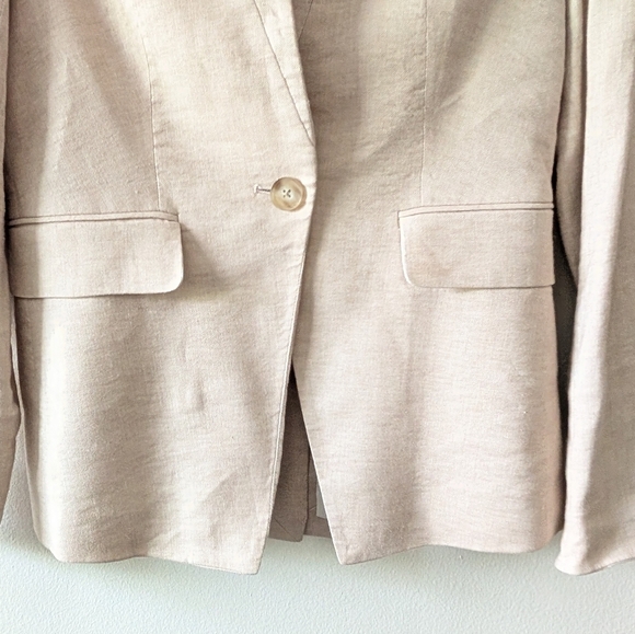 Beard Size 2 Linen UpCollar Beige Tan Dickey Jacket Blazer - Picture 9 of 14